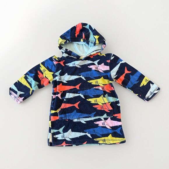 Mini Boden SIze 3-4 Years Shark Towel Swim Cover Blue Hooded - Picture 1 of 6